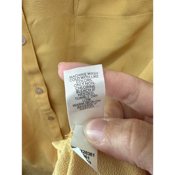 J. JILL | Mustard Yellow Button Down Blouse Long Sleeve Collared Shirt | Size XL - Picture 7 of 7